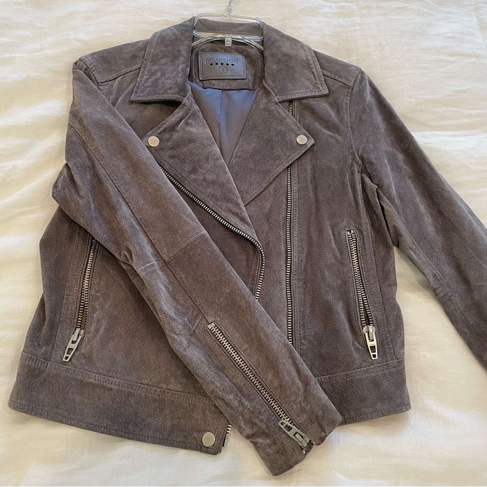 Blank NYC Gray Suede Moto Jacket Size Small